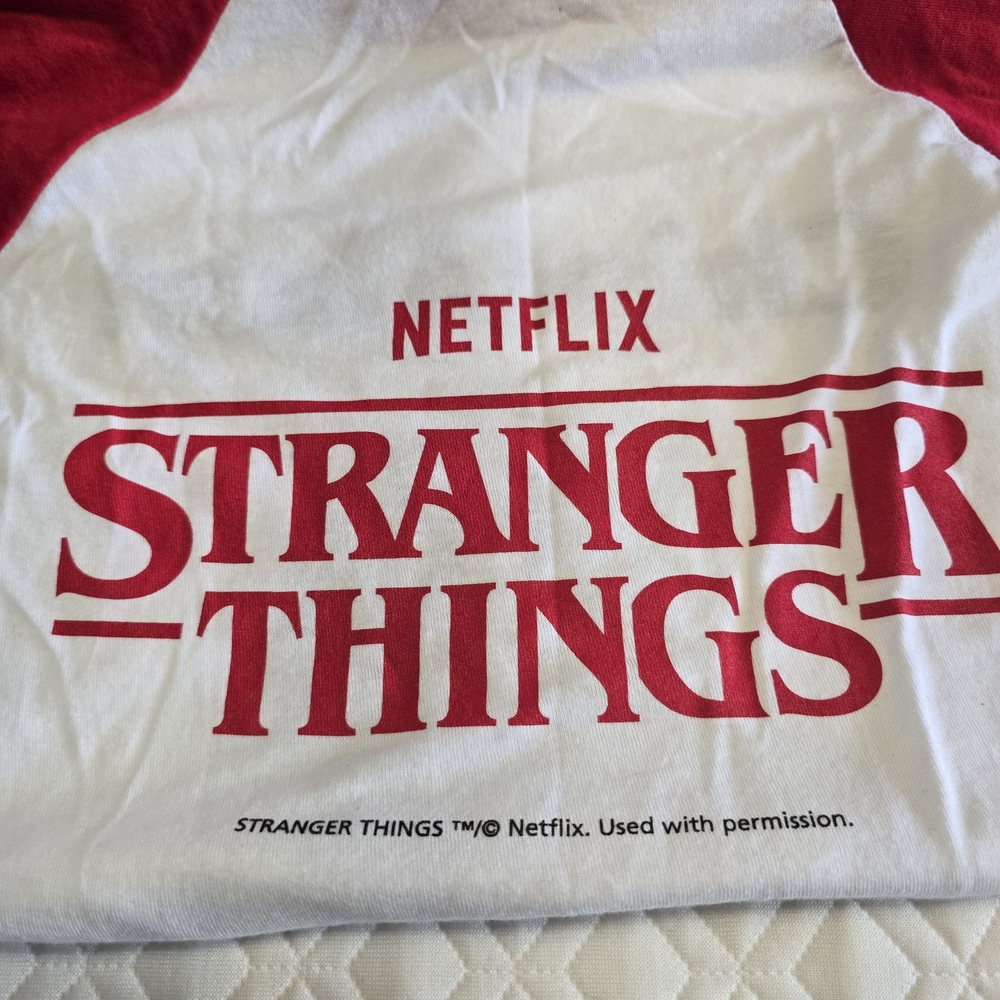Netflix Red and White Stranger Things Long Sleeve Tee